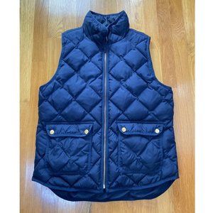 J. Crew Excursion Quilted 70% Down Vest Navy Blue Medium Warm Women's MINT